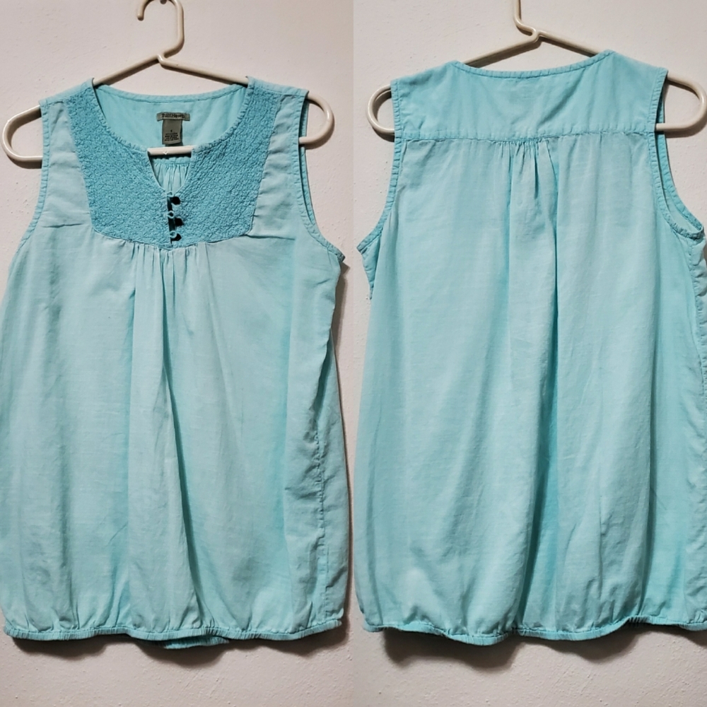 Ruff Hewn Light Blue Partial Button Top - Picture 1 of 6